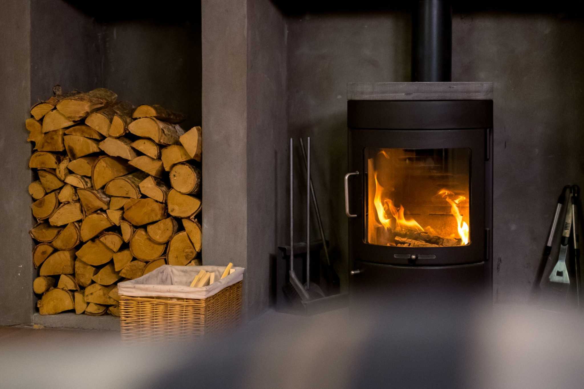 A cosy wood burning stove in a contemporary Scottish home
