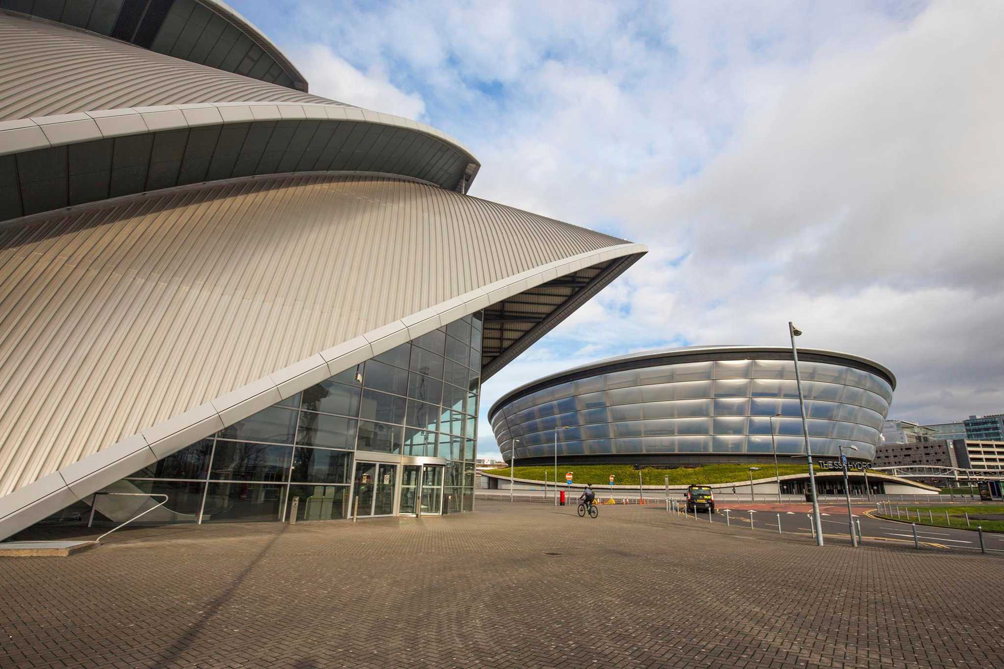 A view of the the large The Armadillo Hydro and SECC event buildings.